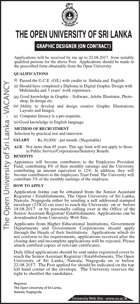 Graphic Designer - Open University of Sri Lanka